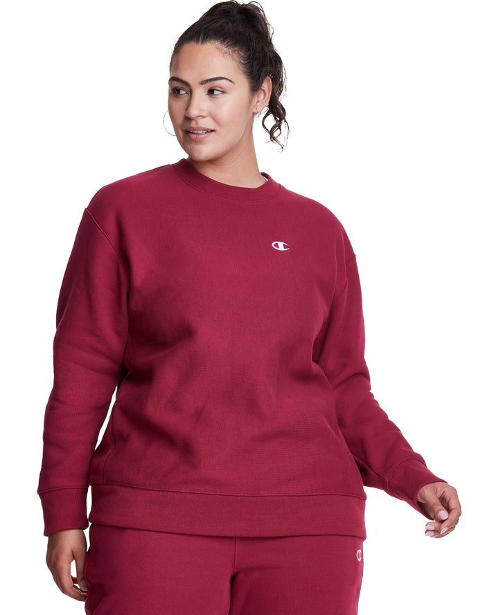 Champion Dame Sweatshirt MørkeRød - Plus Reverse Weave Crew - Danmark JFM-859467